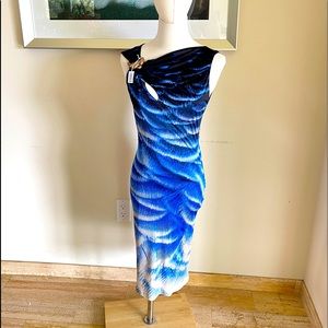 Roberto Cavalli Water and Snake Fitted Stretch Dress